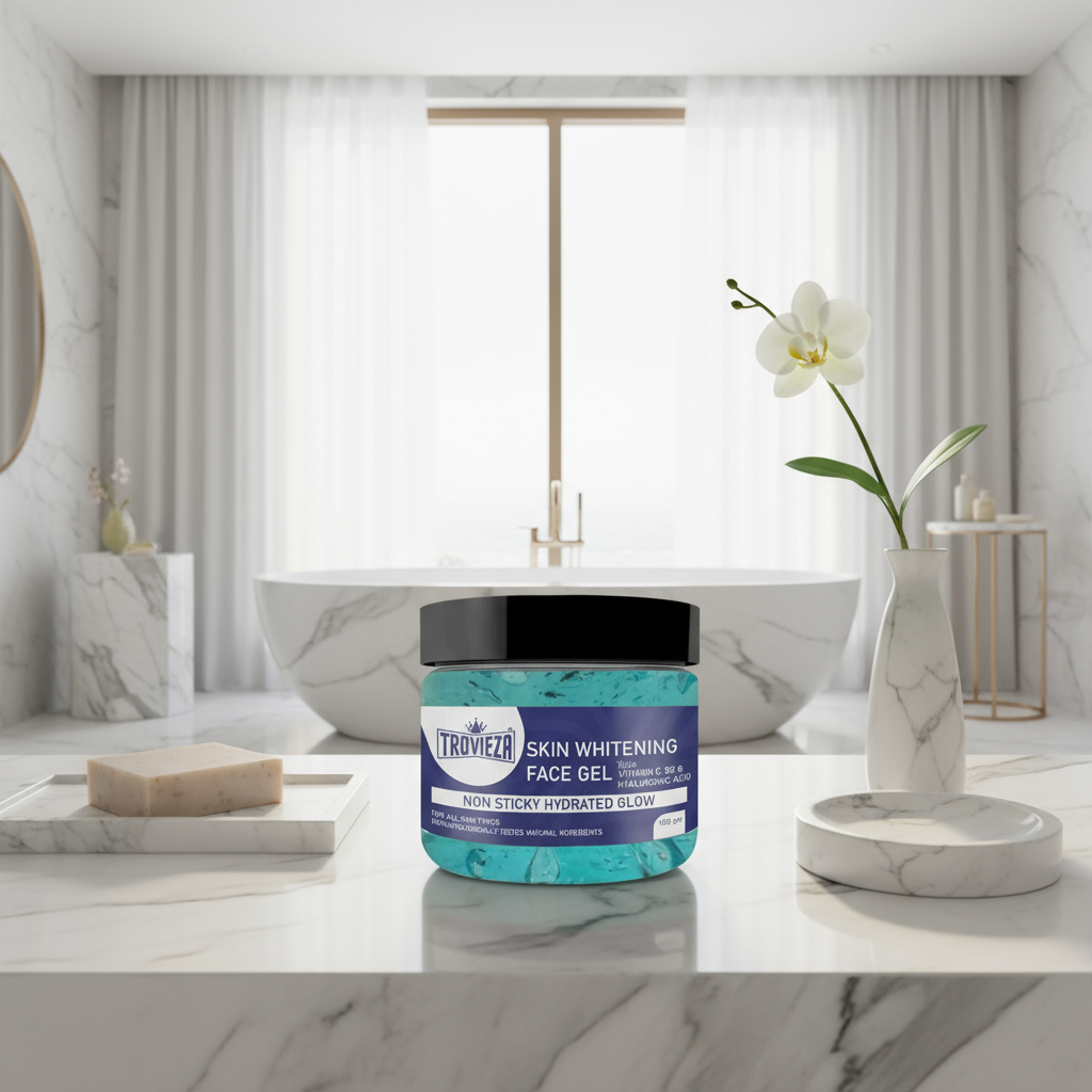 Trovieza Skin Whitening & Brightening Face Gel for Hydrated natural Glow, with Vitamin C, B5 & Hyaluronic, Non sticky, for all skin type, 100gm